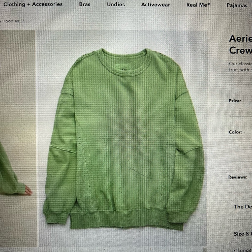 Aerie Keep It Light Crochet Crew Sweatshirt